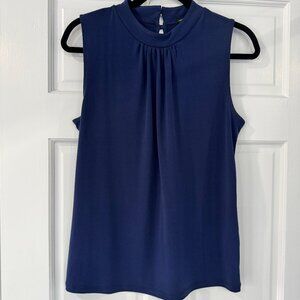Banana Republic Factory Navy Sleeveless Blouse | Mock Neck Work Top | Size S